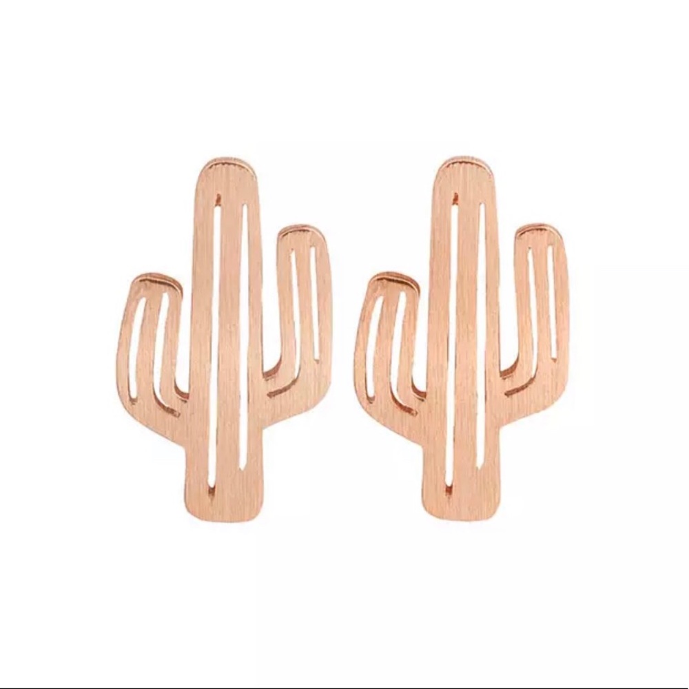 rose gold cactus earrings